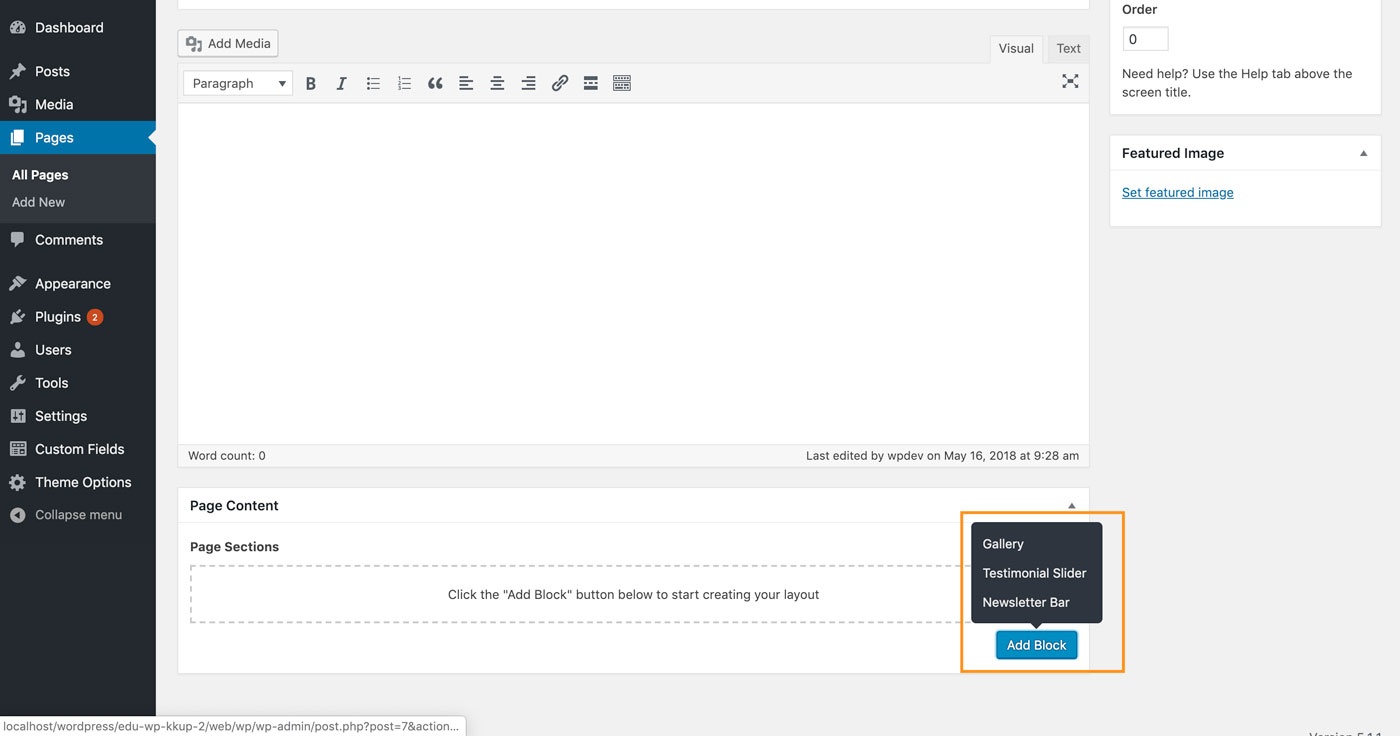 Building the subpages from the modules.